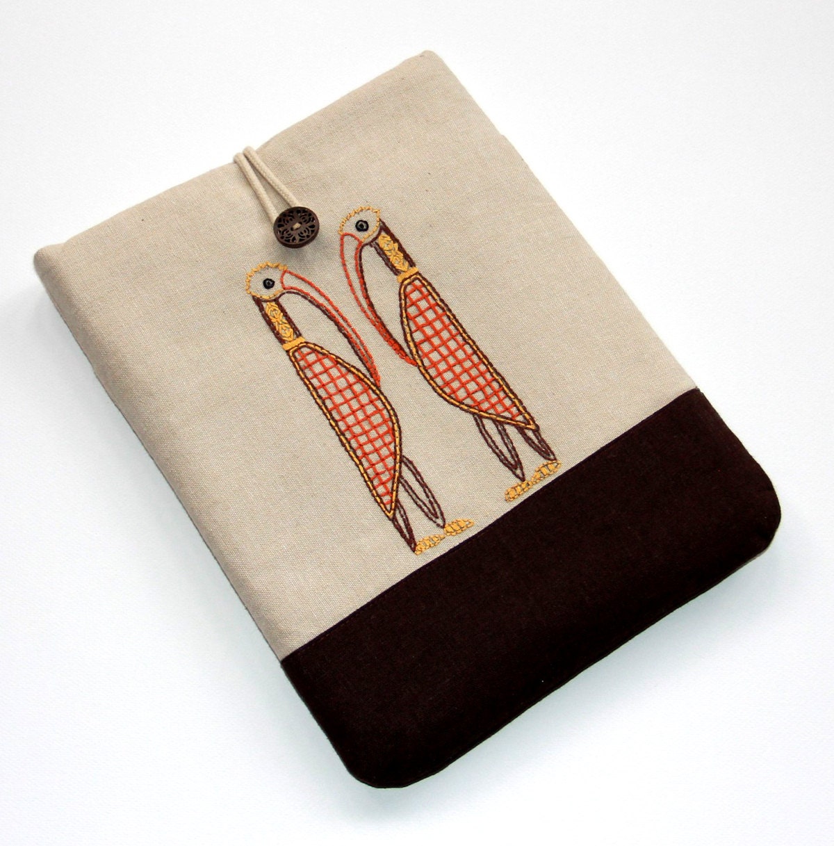 iPad Cover, iPad 2 3 Case, 10 inch Tablet Sleeve, Padded Nook Cover, Embroidered Pocket, Nexus10 Case ,10 inch Tablets, Handmade iPad Sleeve