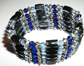 Bracelet, Necklace, Magnetic Hematite, Beaded Bangle, Wrap, Bead Strand, Black, Blue,Silvertone,Gift for Women, Fashion,SpringJewelryThings