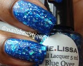 Blue Over You - Valentine's Custom Glitter Nail Polish / Lacquer Full Size 15 ml / 0.5 oz Bottle