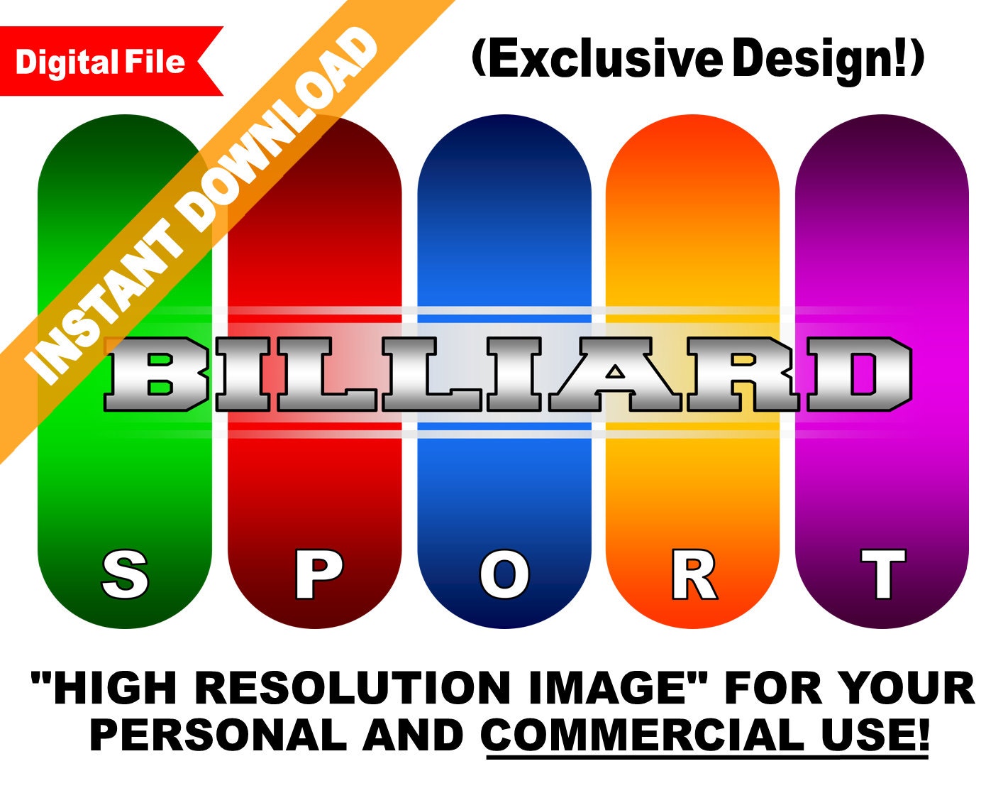 INSTANT DOWNLOAD - Billiard sport pool digital clip art clipart design image graphic illustration artwork picture element - High Resolution