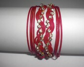 Rhinestone Bracelet, Four Wrap Bracelet, Adjustable Bracelet,  Red Bracelet, Handmade Bracelet, Bracelet,
