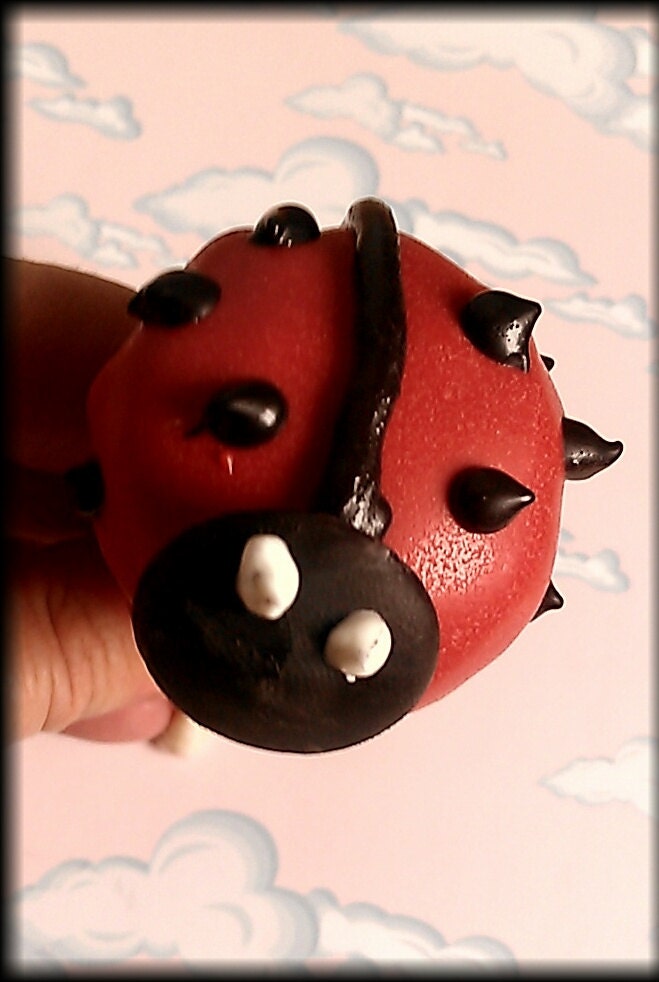 Lady bug Cake pops - choice colors and flavors -red black brown chocolate - black brown  2 dozen in box- perfect Valentine's Day