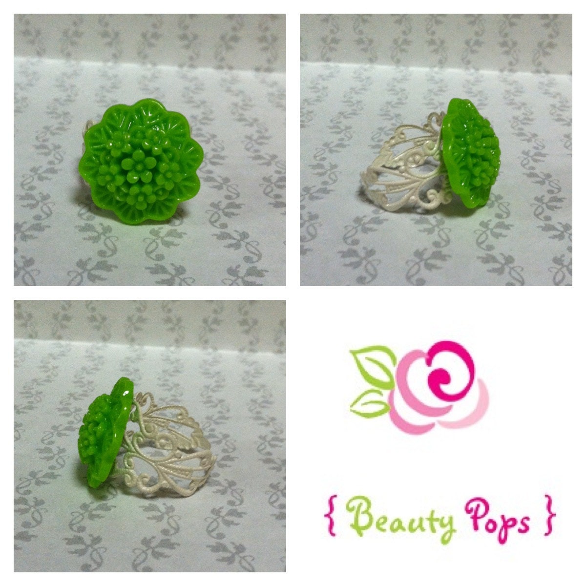Green Bloom with White Finish