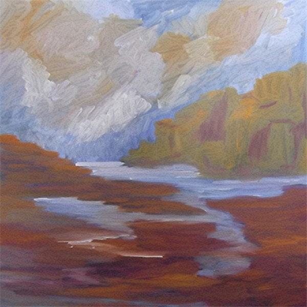 30x30 inch Traditional Oil Painting on Canvas Semi Abstract Landscape Impressionsim Impressionistic