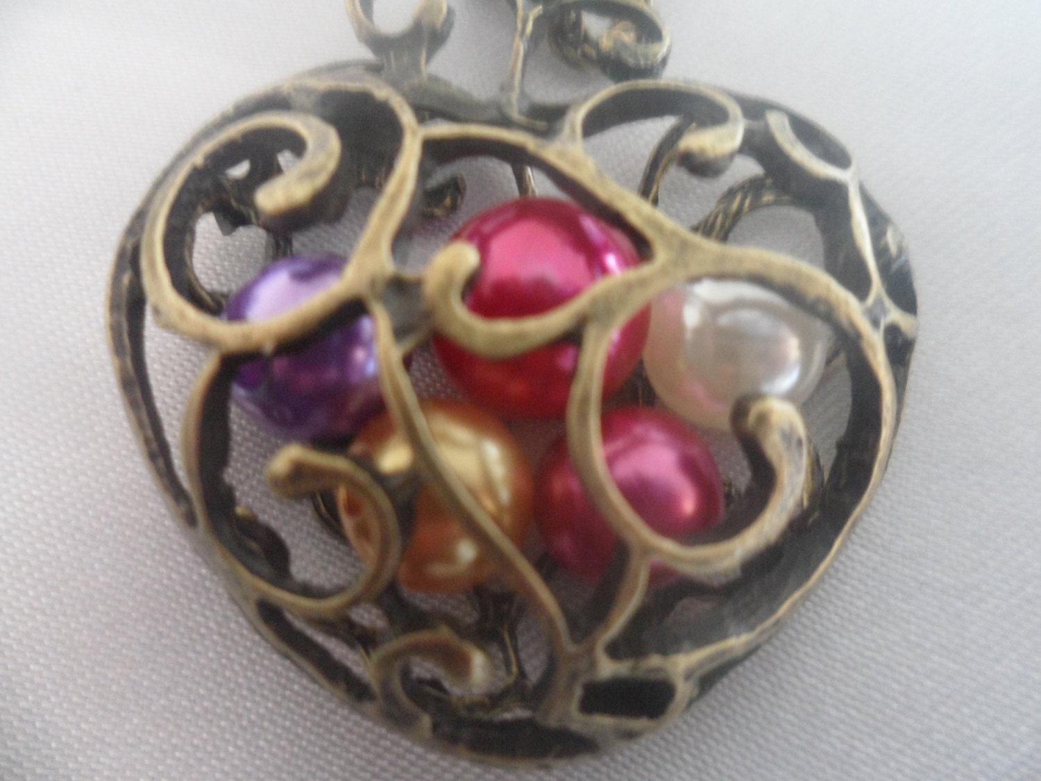 Filligree Antique Gold Hollow Heart Pendant with Beads Inside for Jewellery Projects Making.