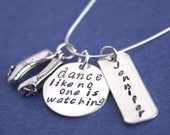 Ballet Slippers Dance Personalized Necklace Hand Stamped Sterling Silver Charms Recital Dancer Gift for Her