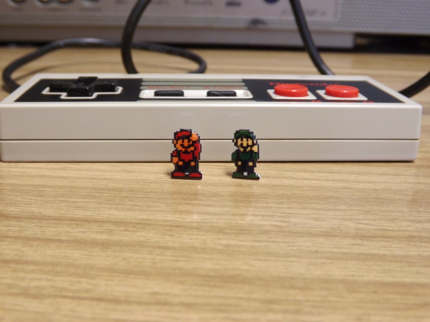 Mario & Luigi earrings - Video Game Jewelry - 8 bit Pixel (Nintendo)(Nerdy/Geeky/Retro)