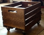 Wood Storage Crates with Casters made to order You pick stain/color