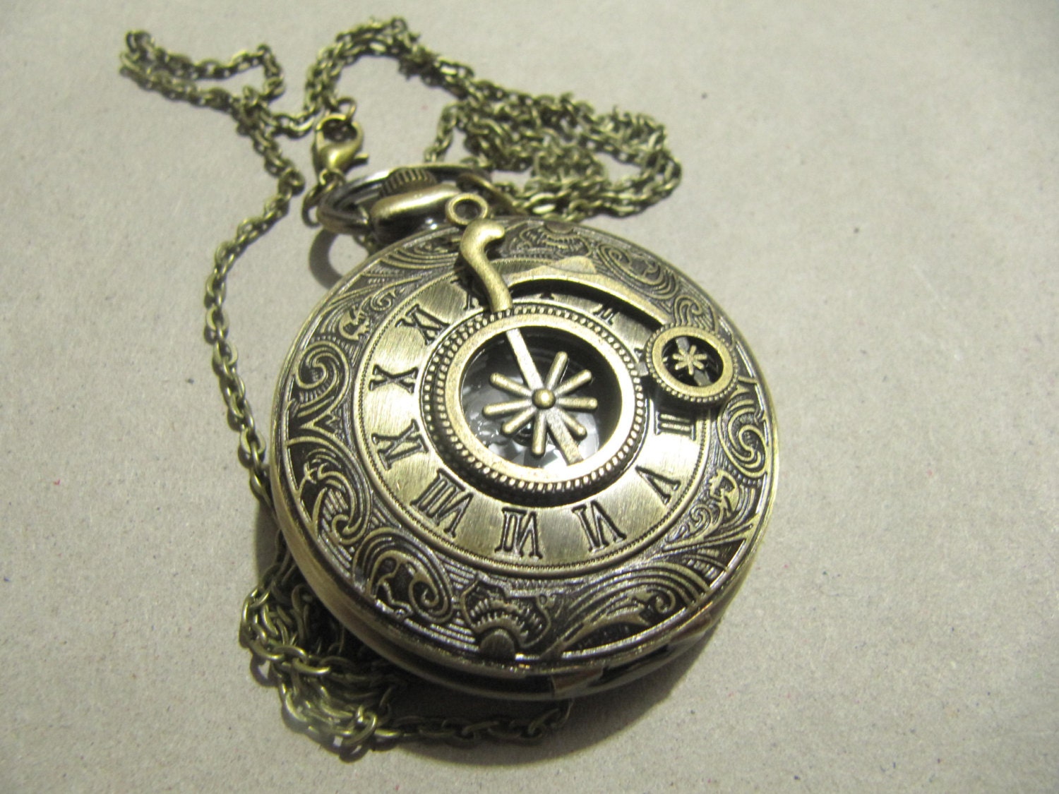 bronze bicycle Pocket  Watch necklace in retro style sweater chain necklace pendant fashion
