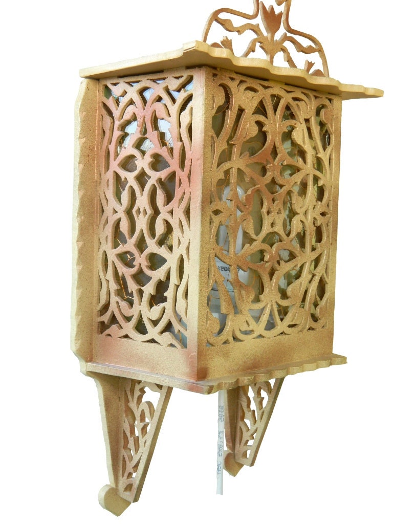 Rustic Wooden Carving Lamp - Lighting - Natural  Sculpture- carved wall hanging- eco friendly Home decor- vintage cottage style shabby chic