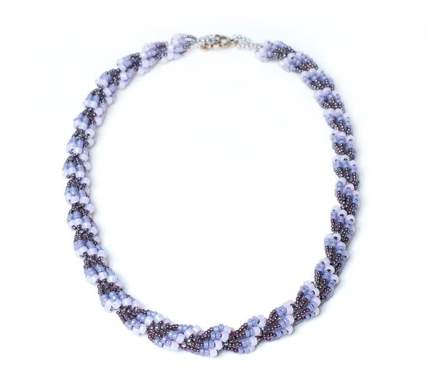 Beaded Necklace - Pink and Purple