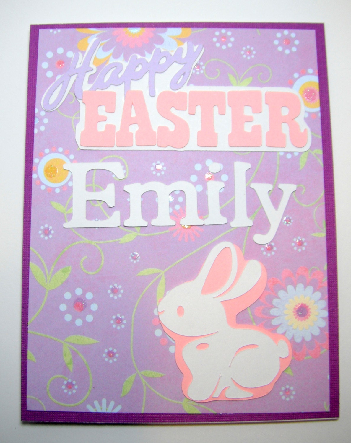 Personalized Happy Easter Handmade Cricut Card