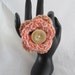 Peach and Brown Flower Crochet Ring