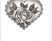 Valentiine's Day Heart With Black and Grey Rose