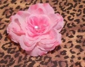 Indie Retro Pinup Handmade Pink or Red Hair Flower Rose Fascinator Hair Clip Barrettes Bridesmaids Hair Wedding Accessory