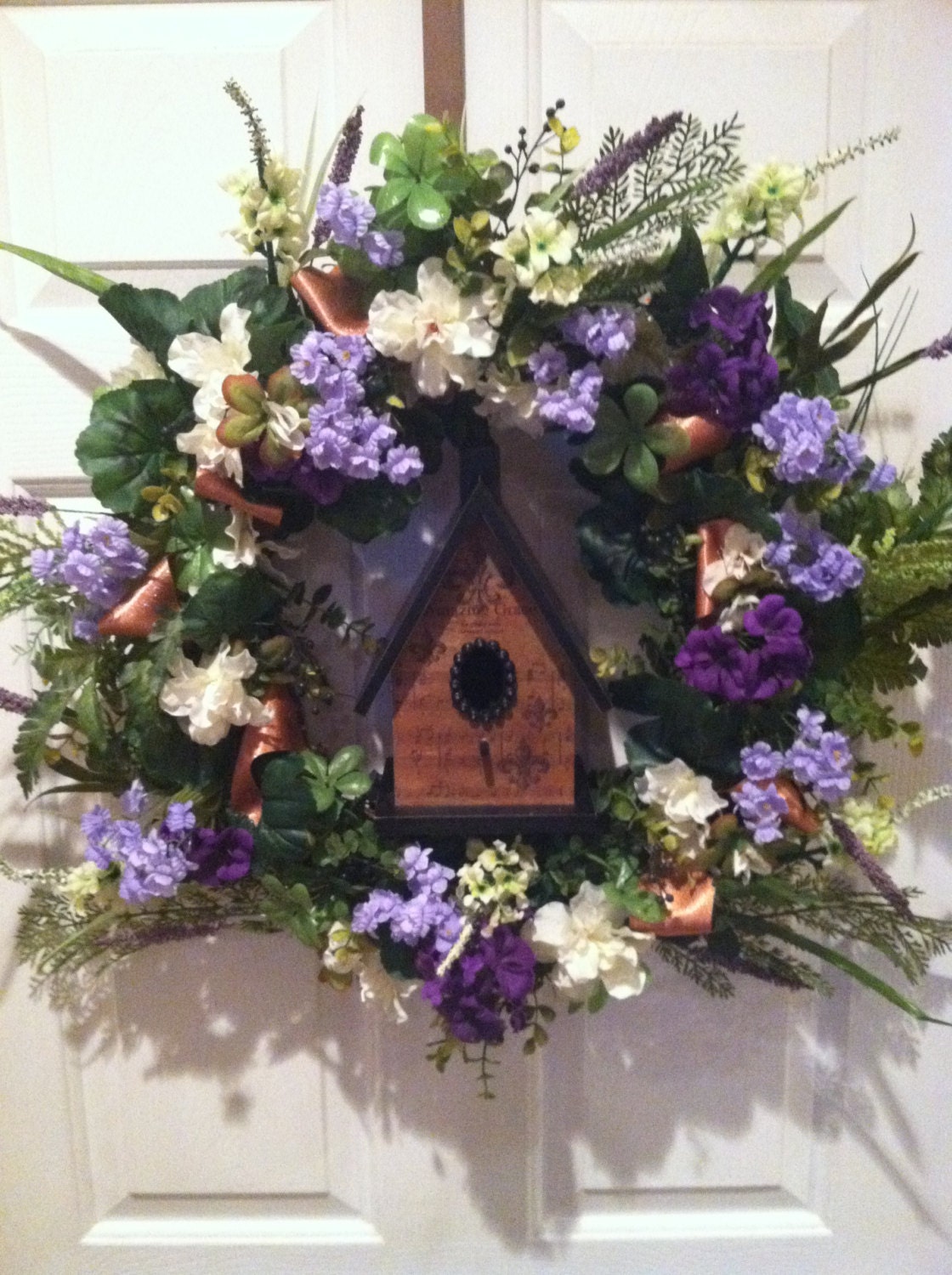 Birdhouse Wreath Elegant Luxury Spring Summer Door Wreath Mothers Day Wreath Floral Arrangement Housewares