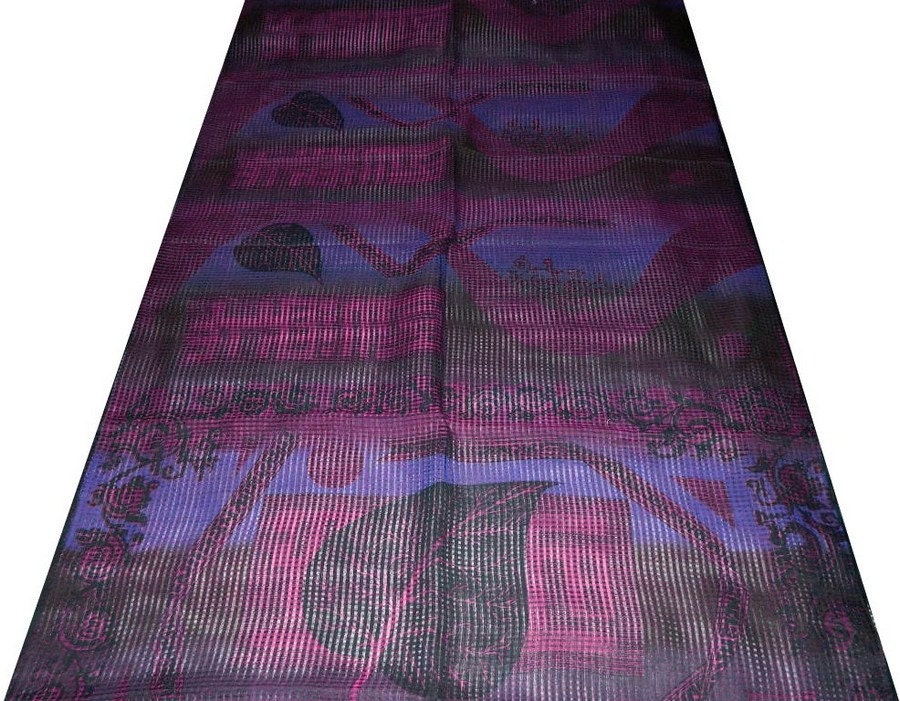 Vintage Black Saree Pure Cotton Used Wrap Scrap Sewing Recycled Indian Fabric Women Dress Printed Crafted Leaf Designer Sari