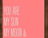 Sun moon & stars print - Custom 5x7 8x10 11x14 e.e. cummings print