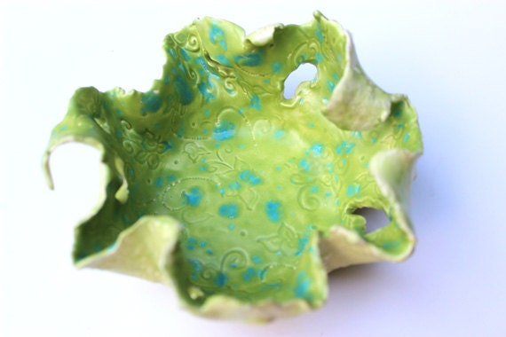 Elements Ceramic Organic Free Formed Luminary Tea Light  Votive Candle Holder