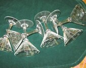Vintage Noritake Bamboo Design set of six cordial glasses