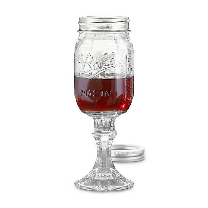 Set of (4) Mason Jar Wine Glasses