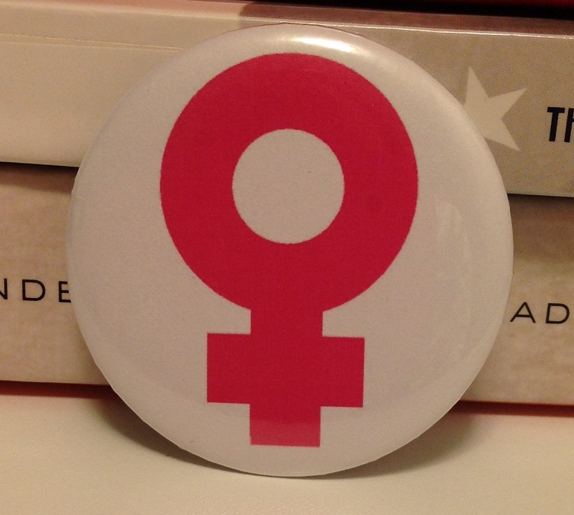 Pink Feminist Venus Symbol Pinback Button