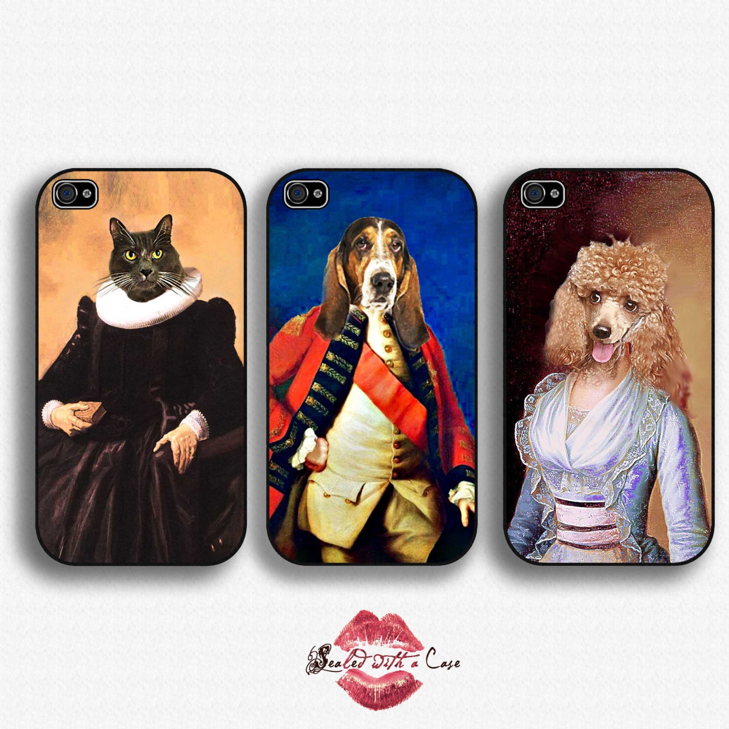 Custom Renaissance Pet Portraits - iPhone 4 Case, iPhone 4s, iPhone 5, Samsung Galaxy II and III, and HTC One X
