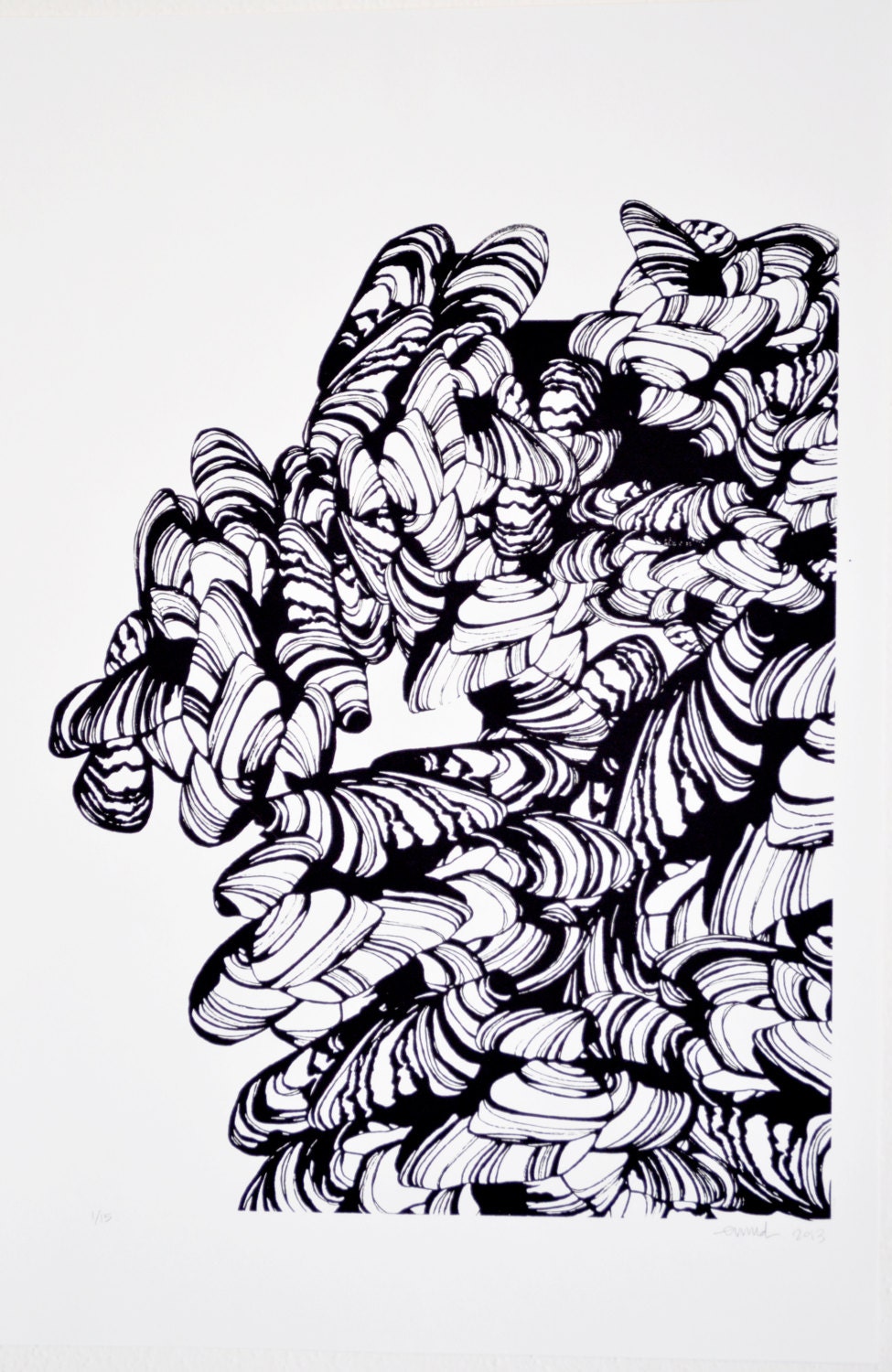 No. 1 of 3, Limited Edition Zebra Mussel Serigraph, 12x18 Print