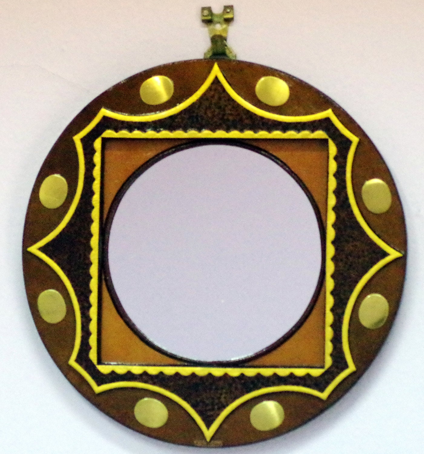 Handmade Wall Mirror with Leather Lining