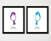 Love Birds Custom Wedding Art / Engagement Gift Decor / Just Married / Couples Art Print