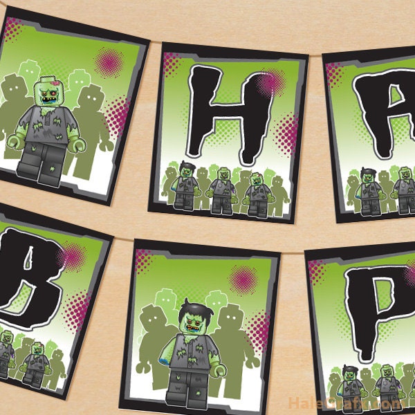 Kids Zombie Inspired Happy Birthday Banner Printable DIY File Il_170x135