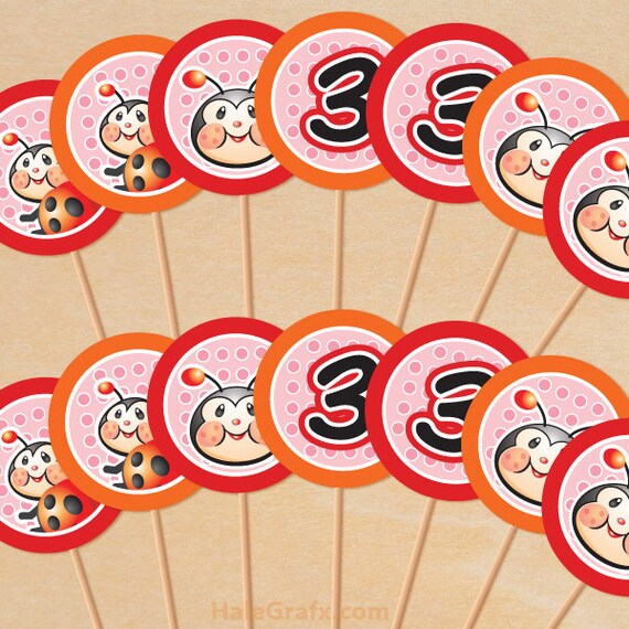 Ladybug Cupcake Toppers Printable, DIY File Il_570xn