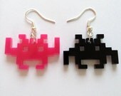 Robot Sci Fi monster retro plastic pixel earrings
