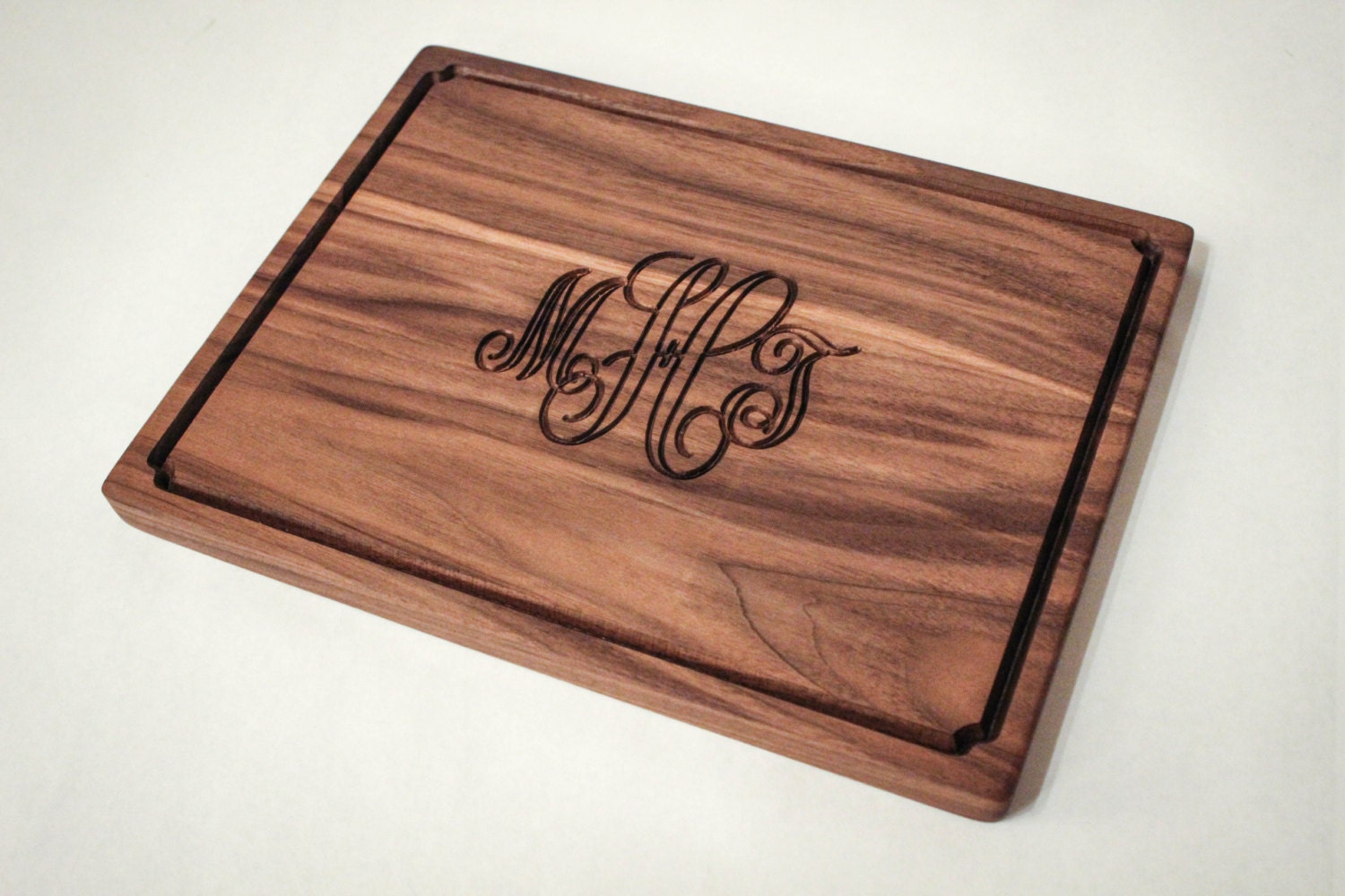 Custom & Personalized Monogram Walnut Serving Board, 9x12" - Cutting or Cheese Board - Wedding Gift, Anniversary, Hostess, Father's Day