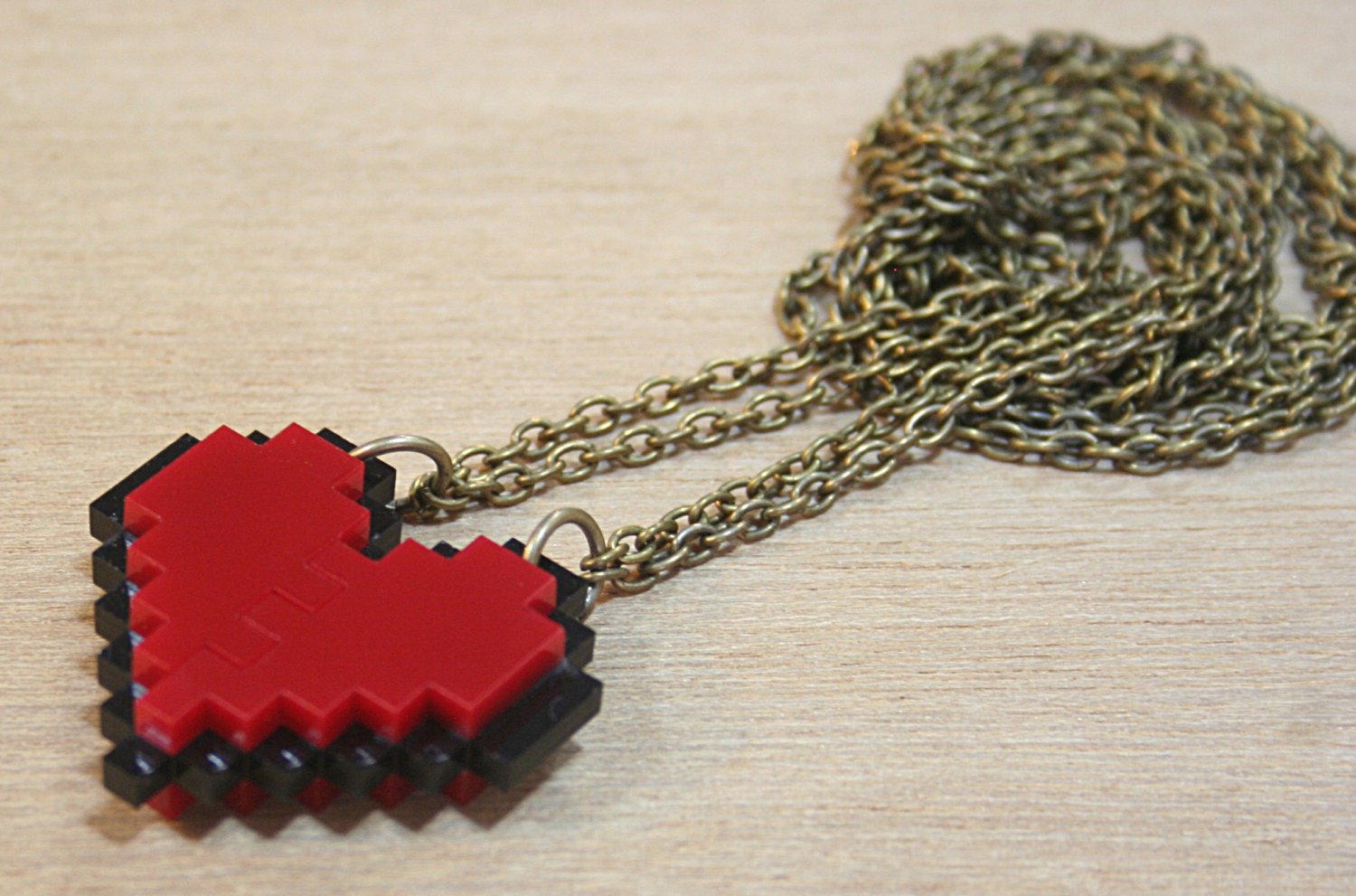 Pixel Heart Necklace - Couple Pixel Heart Necklace - BiigBrownBear