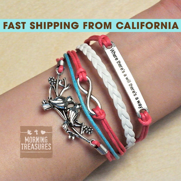 Bracelet, Infinity Bracelet, Infinity Bracelet, Love Bird Bracelet, Where there's a will there's a way Bracelet, Friendship Bracelet - 01
