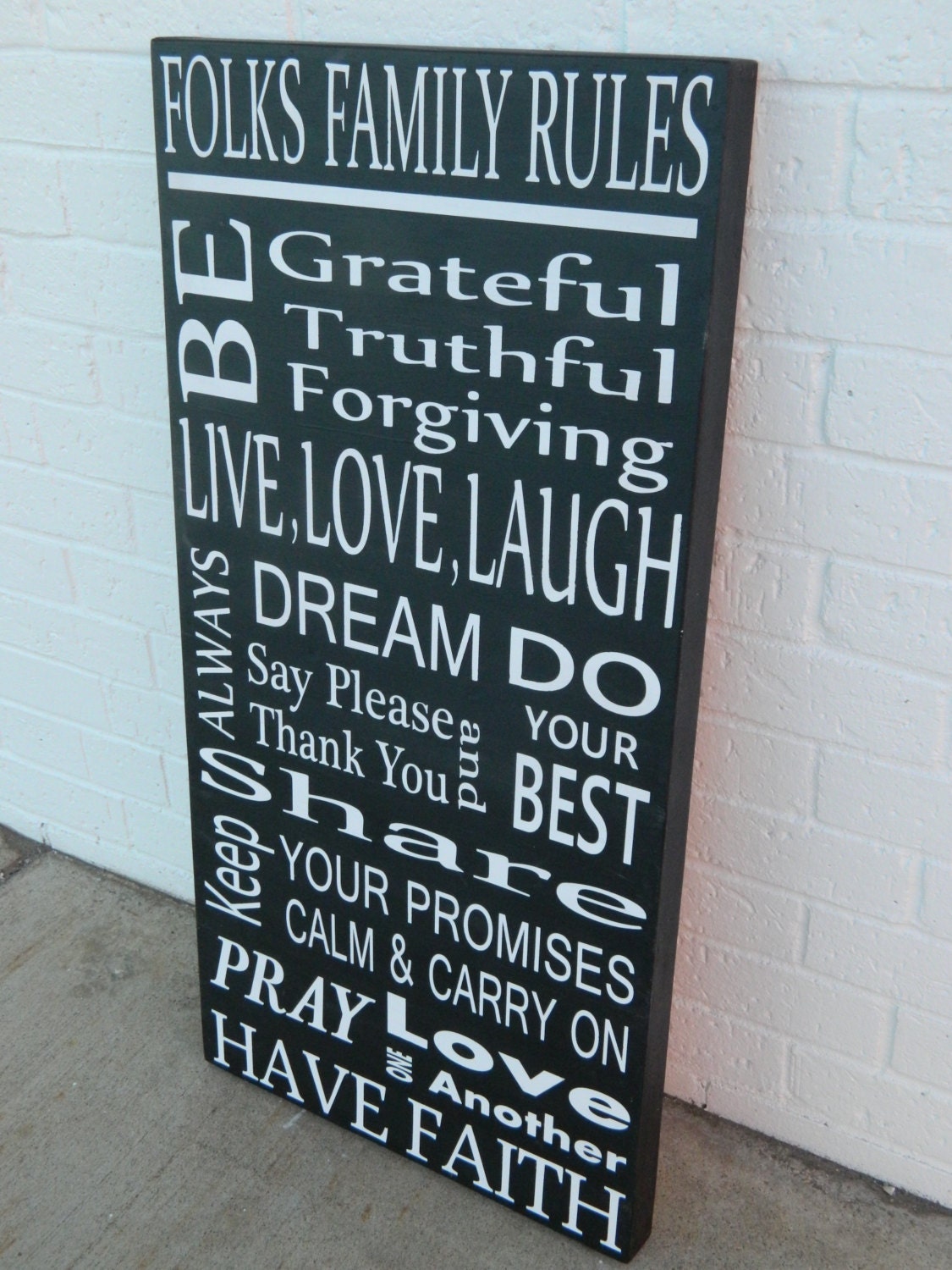 Extra large18x36 Personalized subway sign Family Rules handmade wood sign, black and white ,typography , Religious, Now 135.00 was 145.00