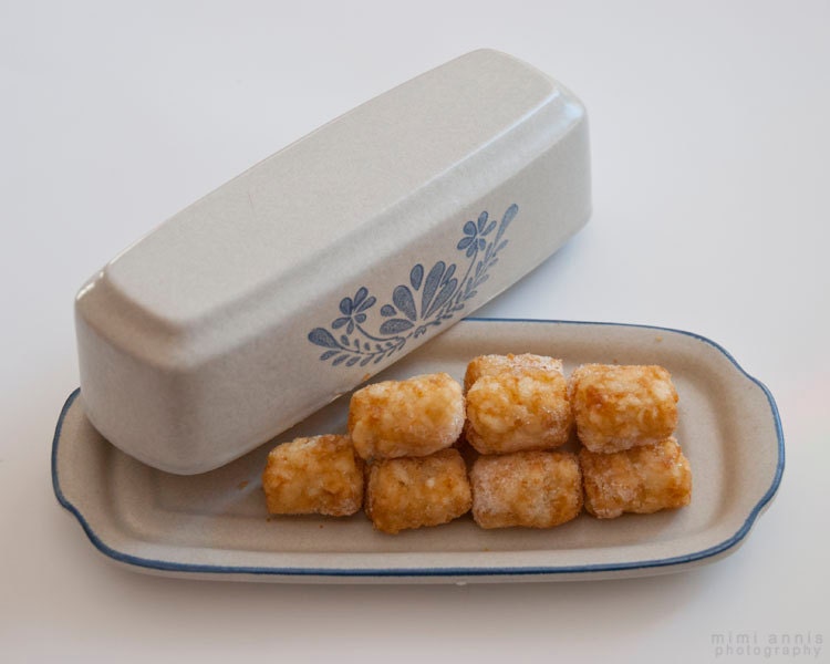 Tater Tot Butter Dish Photograph, Fine Art  Print, 8x10, Food Photography, Kitchen Decor, Still Life