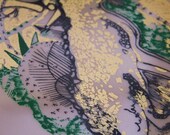Original three color hand pulled screen print: Grateful Rabbit