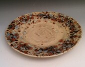 Hand Made Wheel Thrown - Low Fire Mocha Marble Autumn Leaf - Plate - F03
