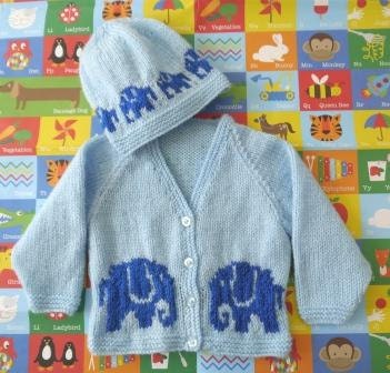 6 to 12 Months Elephant Jacket and Hat Knitting Pattern