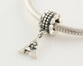 Real Sterling silver Uppercase Letter A Charms Silver Initial Charms alphabet bead European Bracelets Necklaces Troll Ohm Zable bead pendant