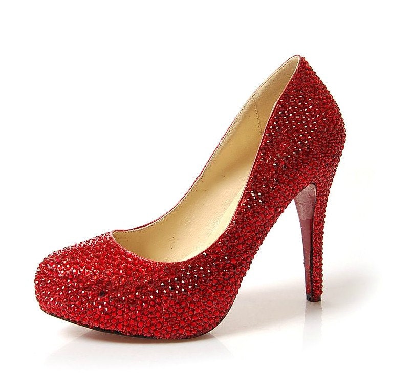 handmade shoes Sexy Red Crystal  wedding shoes 8cm tall high-heeled shoes,party shoes,BFsole Bridal Shoes (MORE COLORS AVAILABLE)