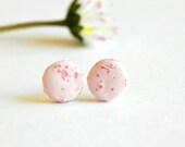 Pink Ceramic Round Post Earrings Patel Pink Shiny Hot Pink Dots Tiny Ear Studs