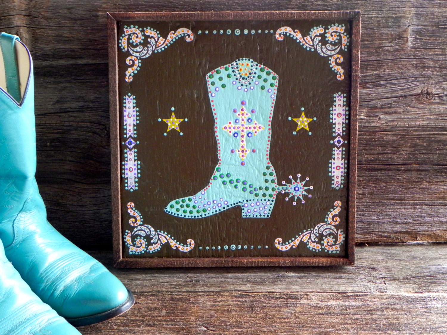 Cowboy Wall Decor - Cowgirl Decor - Rustic and Vintage Signs and Home Decor - Farm and Ranch - Cowboy Boot