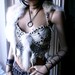 White leather Warrior Princess corset top with a massive fur cape