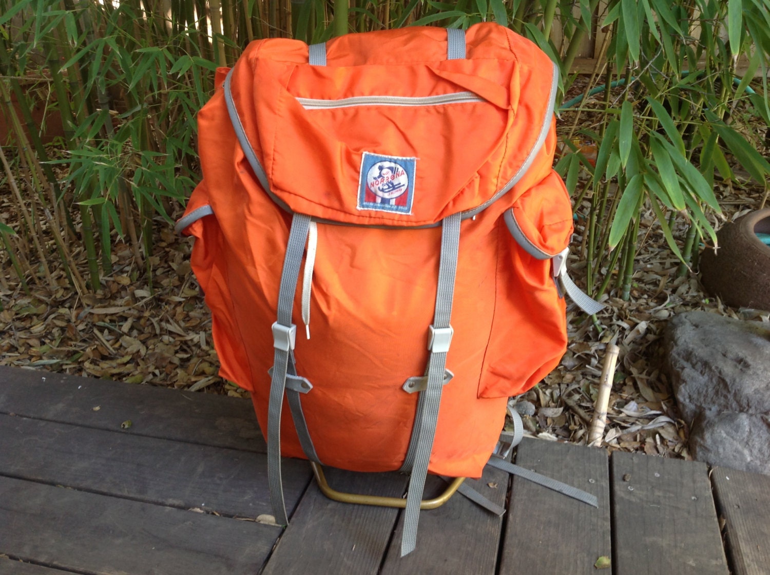 Vintage Backpack External Frame Orange