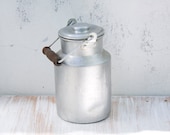 Vintage Aluminum Military Milk Food Jug, Soviet USSR Cold War Collectible, Rustic Farmhouse, Industrial, Vase, Indoor Garden, OHTTEAM - RaffaelloVintage