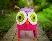 Girls Cute Crochet Owl Hat with Earflaps, Kids Crochet Hat, Children accessories, Baby Owl Hat
