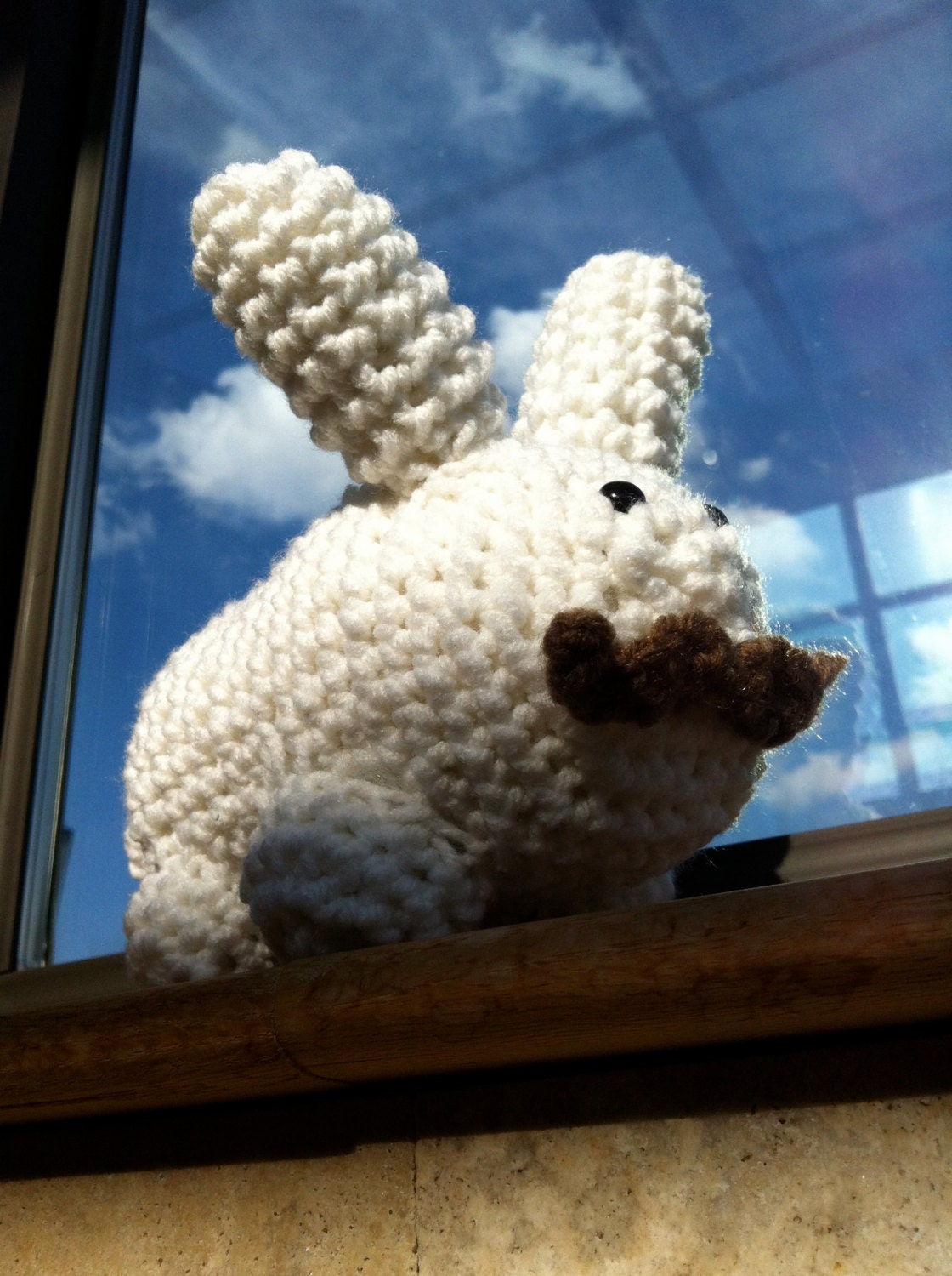Adorable Handmade Crochet Moustache Bunny Amigurumi (Customizable)
